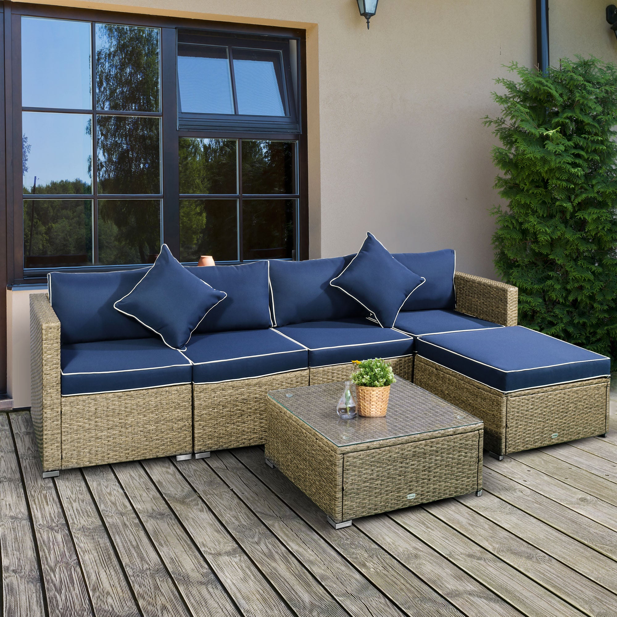 Grey Rattan Sectional Sofa