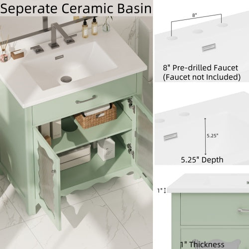 Green Glass Vanity Cabinet