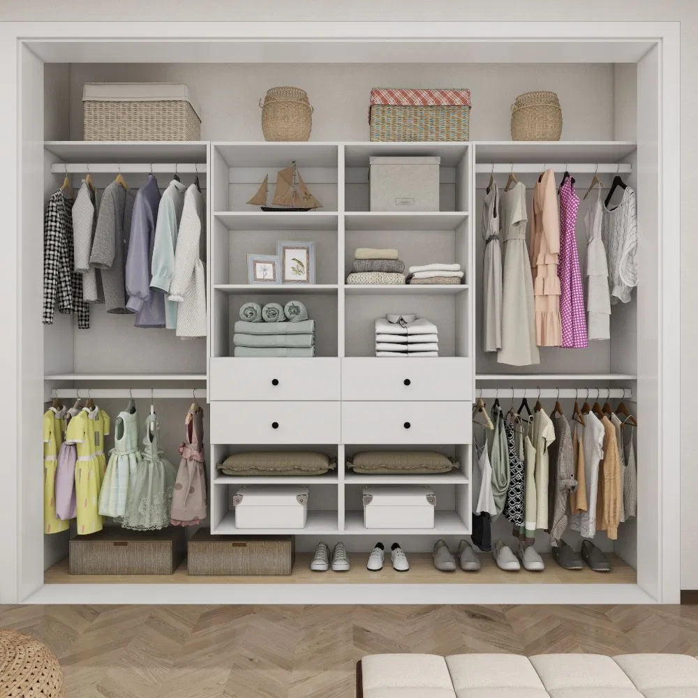 White Wall Mounted Closet Organizer With Shelves