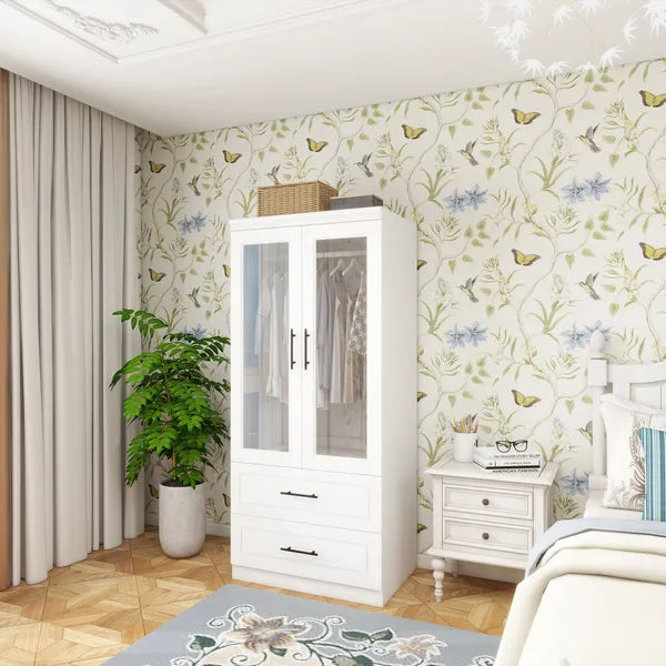 Wooden Glass Door Armoire