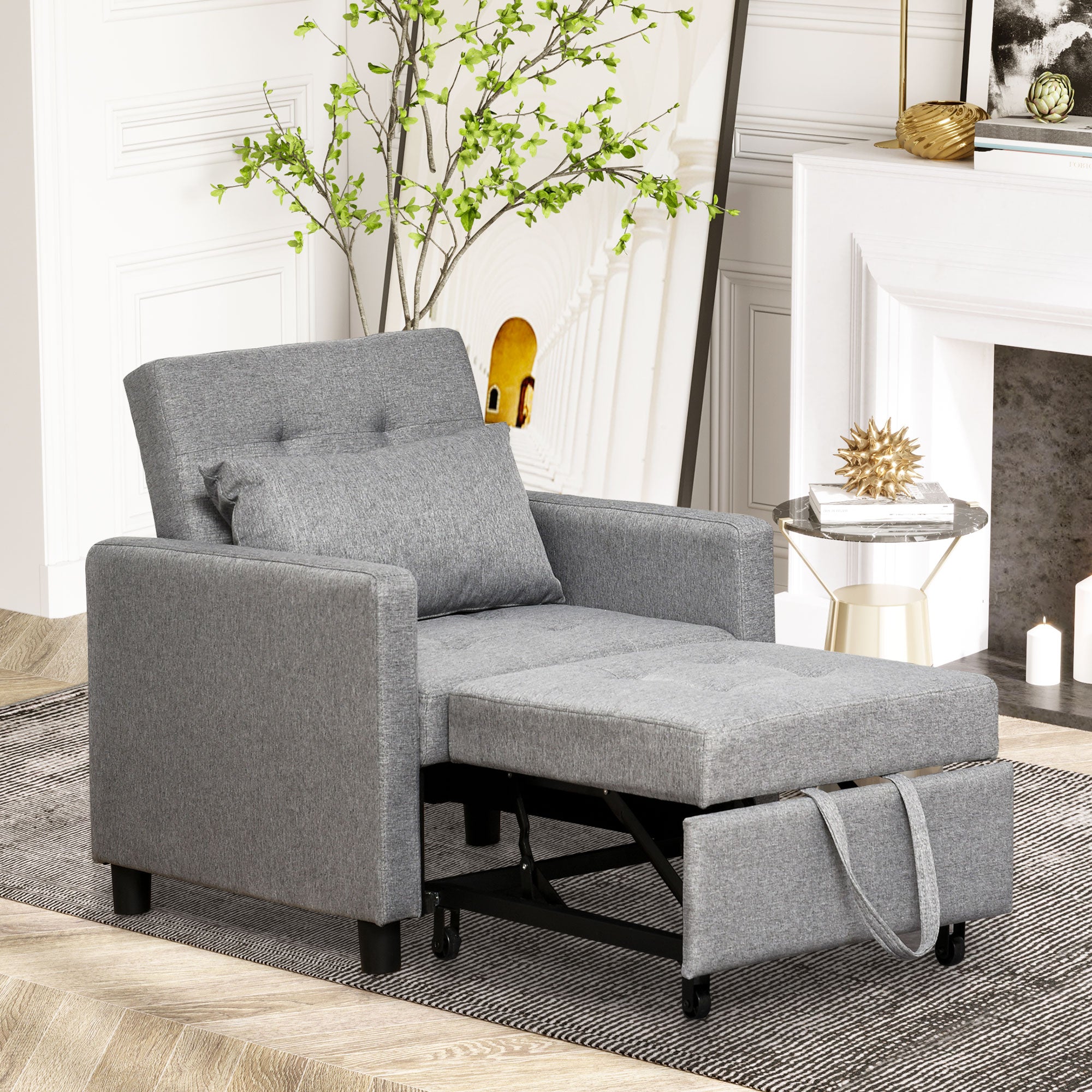 Grey Tufted Recliner Chair