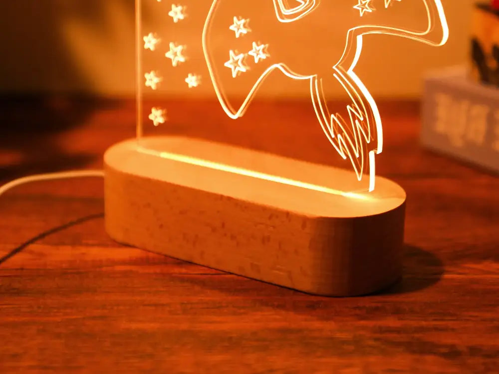 DecorBites™ baby kids personalized children night light with warm glowing led and translucent acrylic rocket design