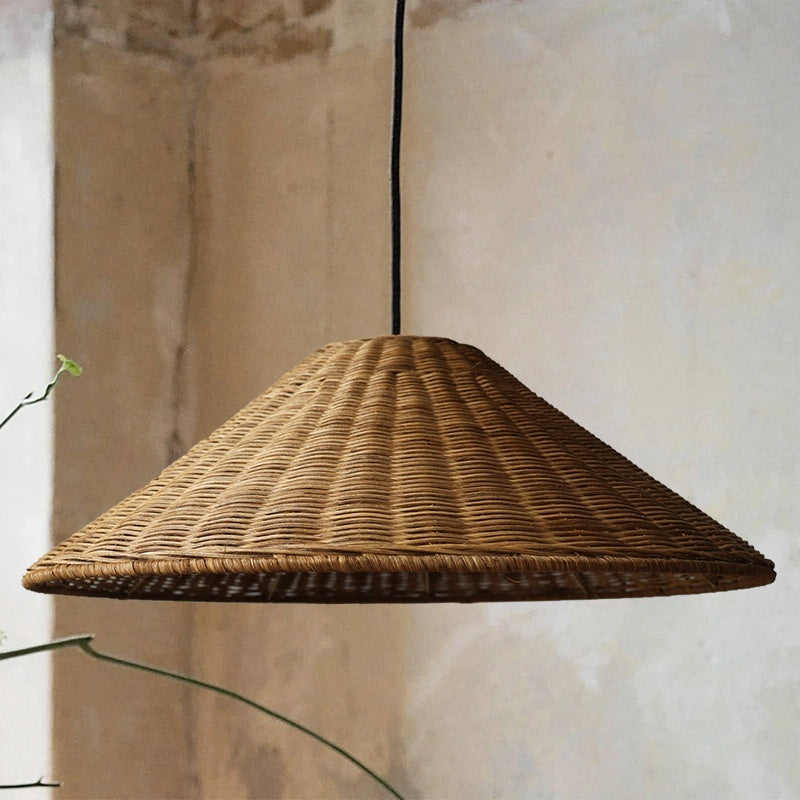 Bamboo Woven Rattan Vintage Wabi Sabi Style Pendant Light