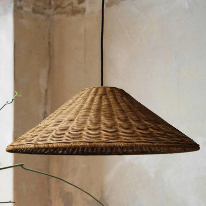 Bamboo Woven Rattan Vintage Wabi Sabi Style Pendant Light