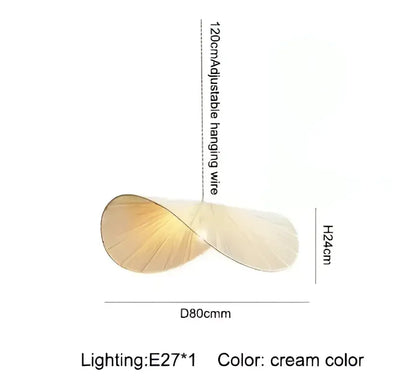 Cream-colored modern pendant light with twisted leaf design and e27 socket for bamboo wabi sabi chandelier lighting