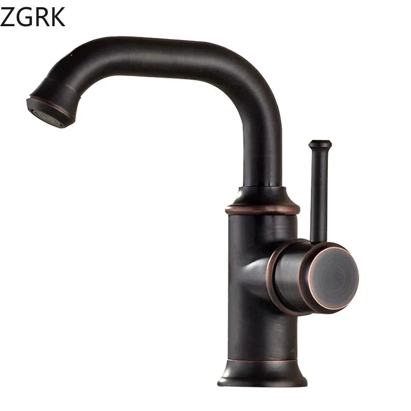 Zgrk single hole kitchen faucet with matte black finish bronze accents housing material for cold water use