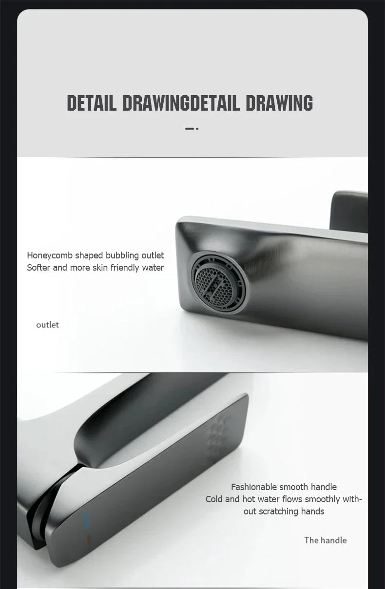 Silver bathroom faucet brass core single handle with honeycomb-shaped bubbling outlet and smooth handle design