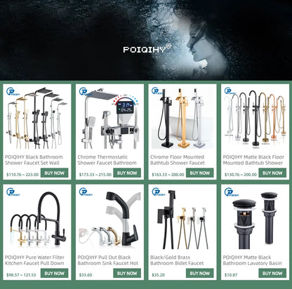 Pioqihy chrome thermostatic shower faucet with digital temperature display and sleek modern design for bathroom use