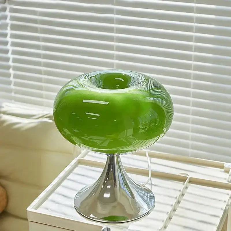 Bauhaus green decorbites glass table lamp with vibrant glass and polished chrome base for living room decor