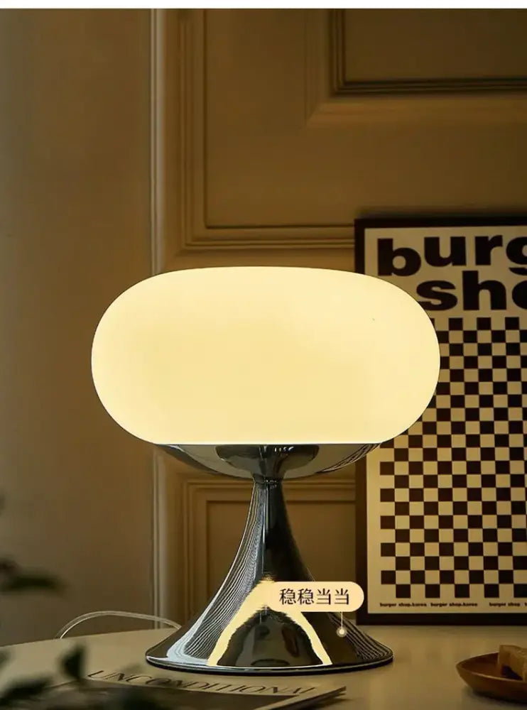Bauhaus green glass table lamp with frosted oval shade and polished chrome fluted base for living room decorbites glass table
