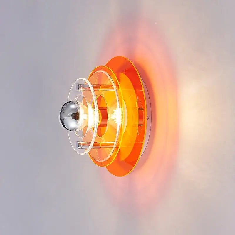 Bauhaus led wall orange translucent acrylic sconce with chrome bulb holder for living room led wall lights