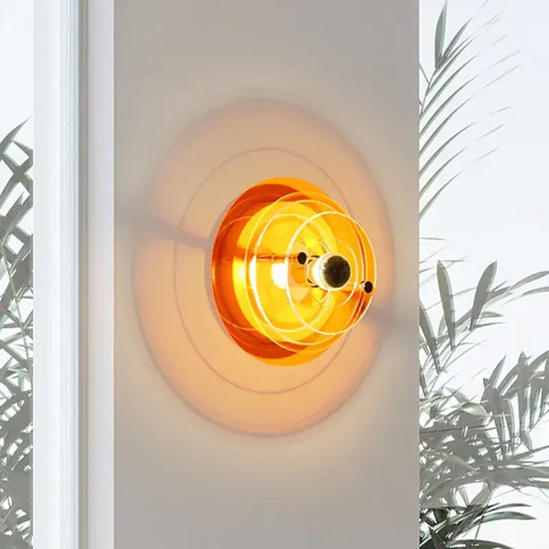 Orange translucent acrylic bauhaus modern ufo led wall lamp with concentric rings for living room decorbites led wall lamp
