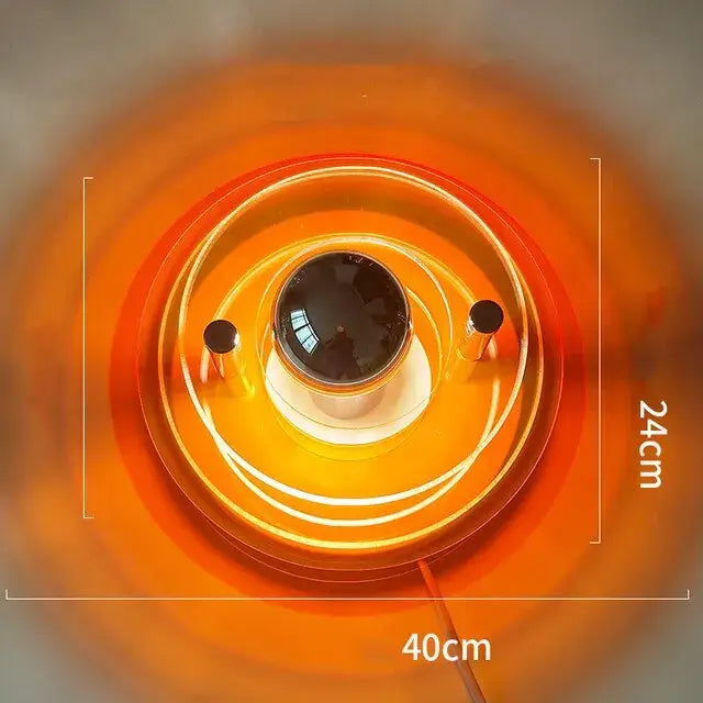 Orange bauhaus modern acrylic ufo led wall lamp with concentric circular rings and central bulb for living room decorbites led wall