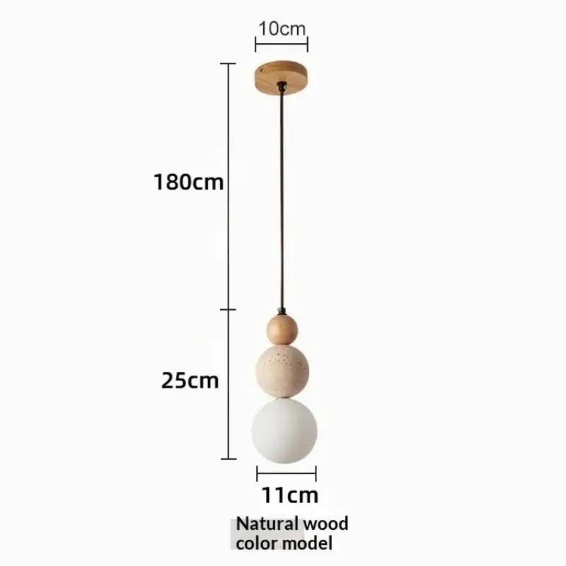 Minimalist pendant light with three stacked natural wood and matte white shades suspended from wooden ceiling mount works beautifully