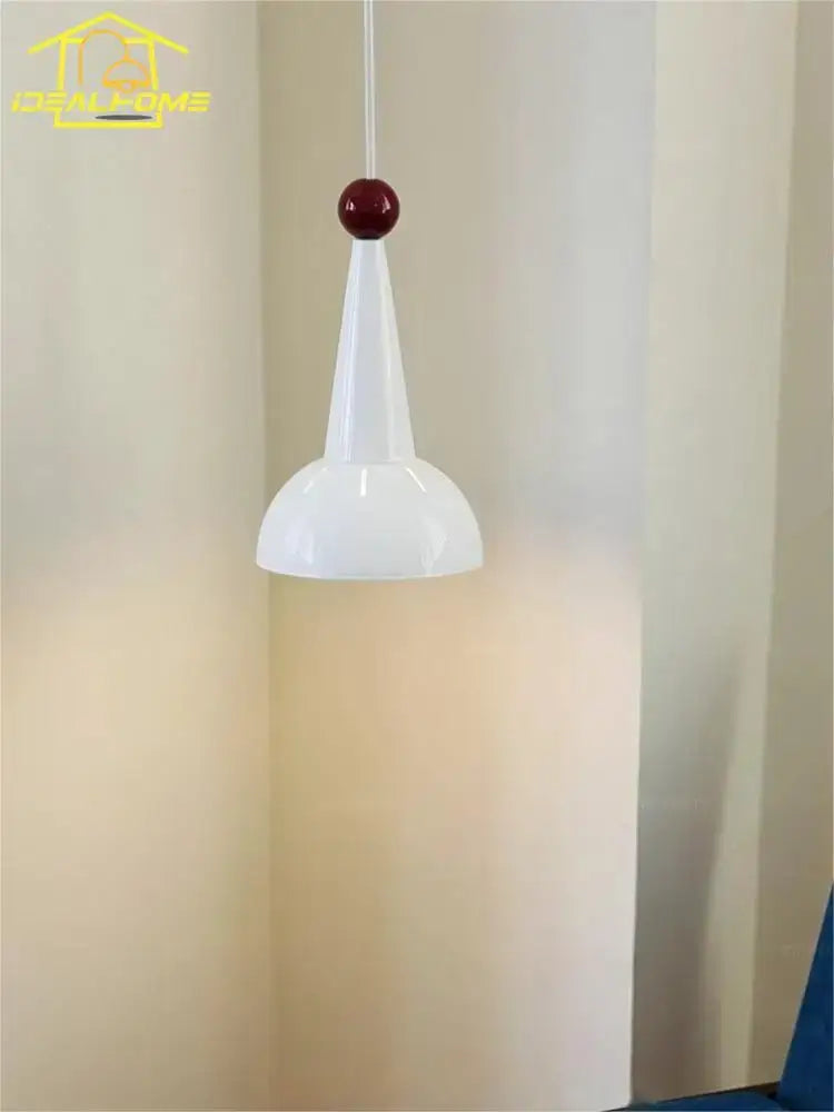 Bauhaus colorful led pendant white conical shade with glossy red spherical accent ideal for kitchen lighting pendant lights