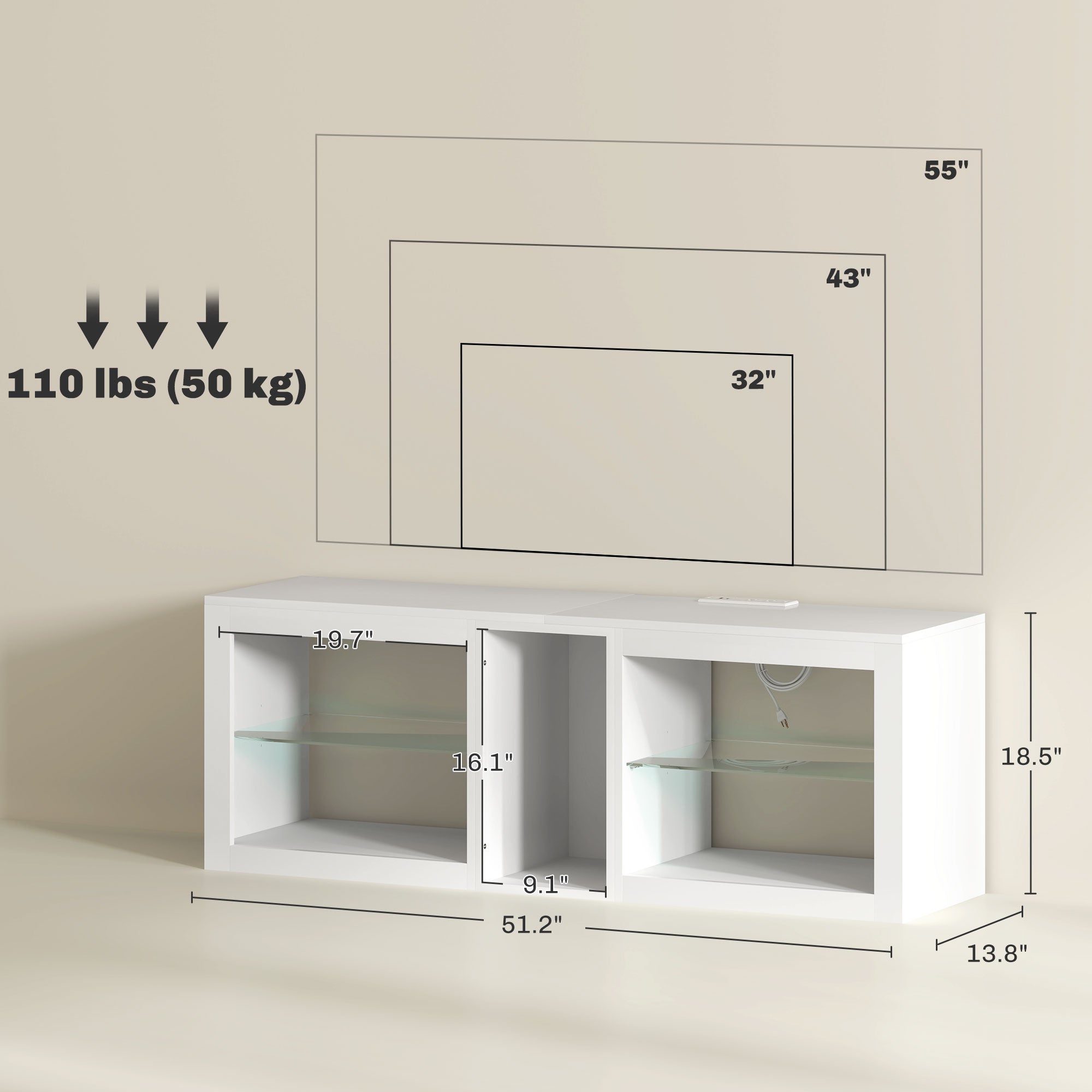 Gloss White LED TV Stand