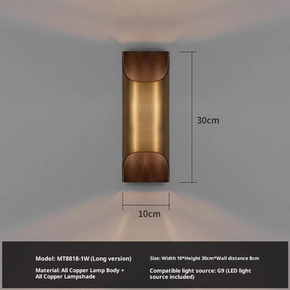 Modern Minimalist Background Wall Staircase Full Copper Wall Lamp