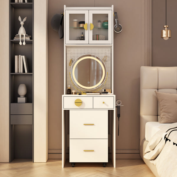 White Round Vanity Table
