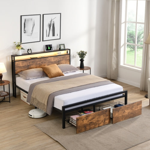 Gray LED Storage Bed