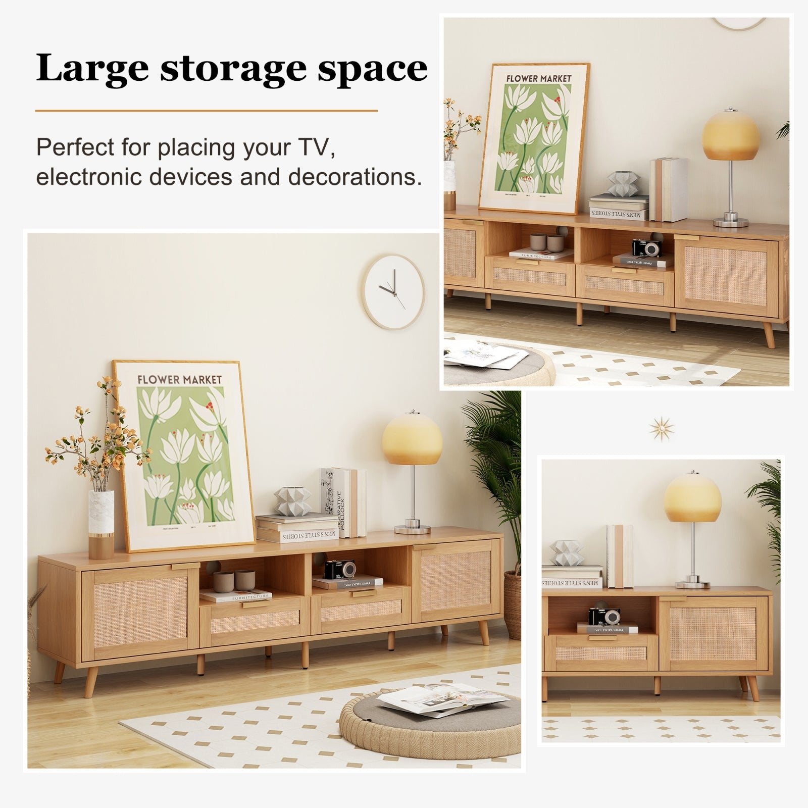 Rattan Farmhouse TV Stand