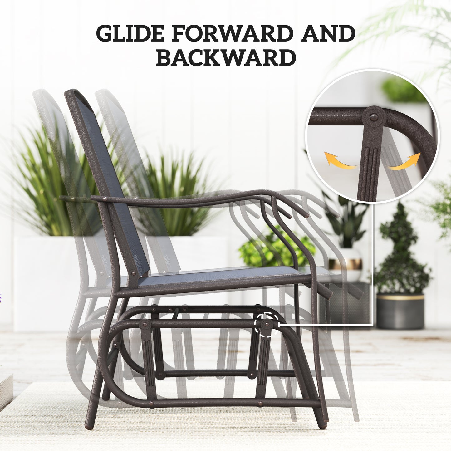 3 Piece Outdoor Glider Chair with Coffee Table Bistro Set