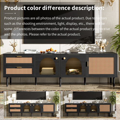 Black Rattan Media Console