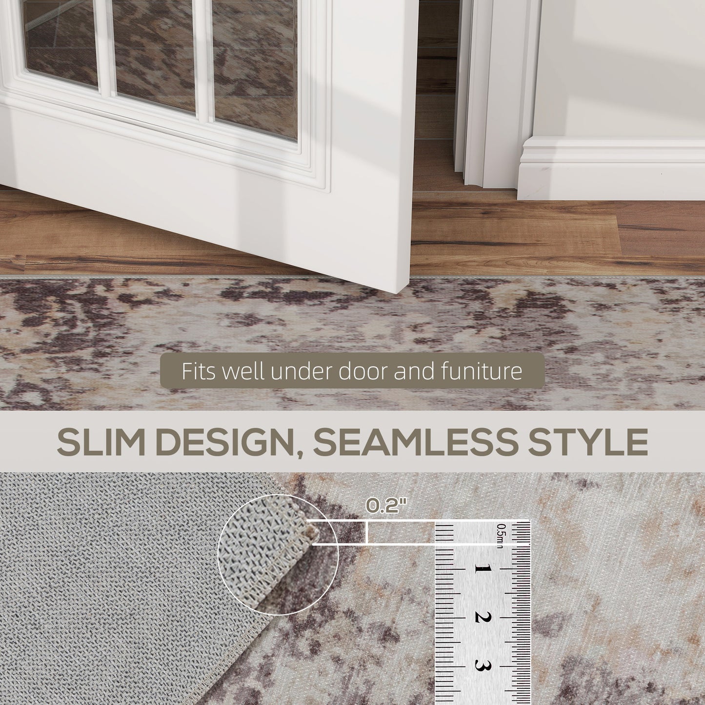 Machine Washable Area Rug 8x10, Non-Slip Modern Abstract Floor Carpet For Living Room, Bedroom, Dining Room, Mixed-Brown