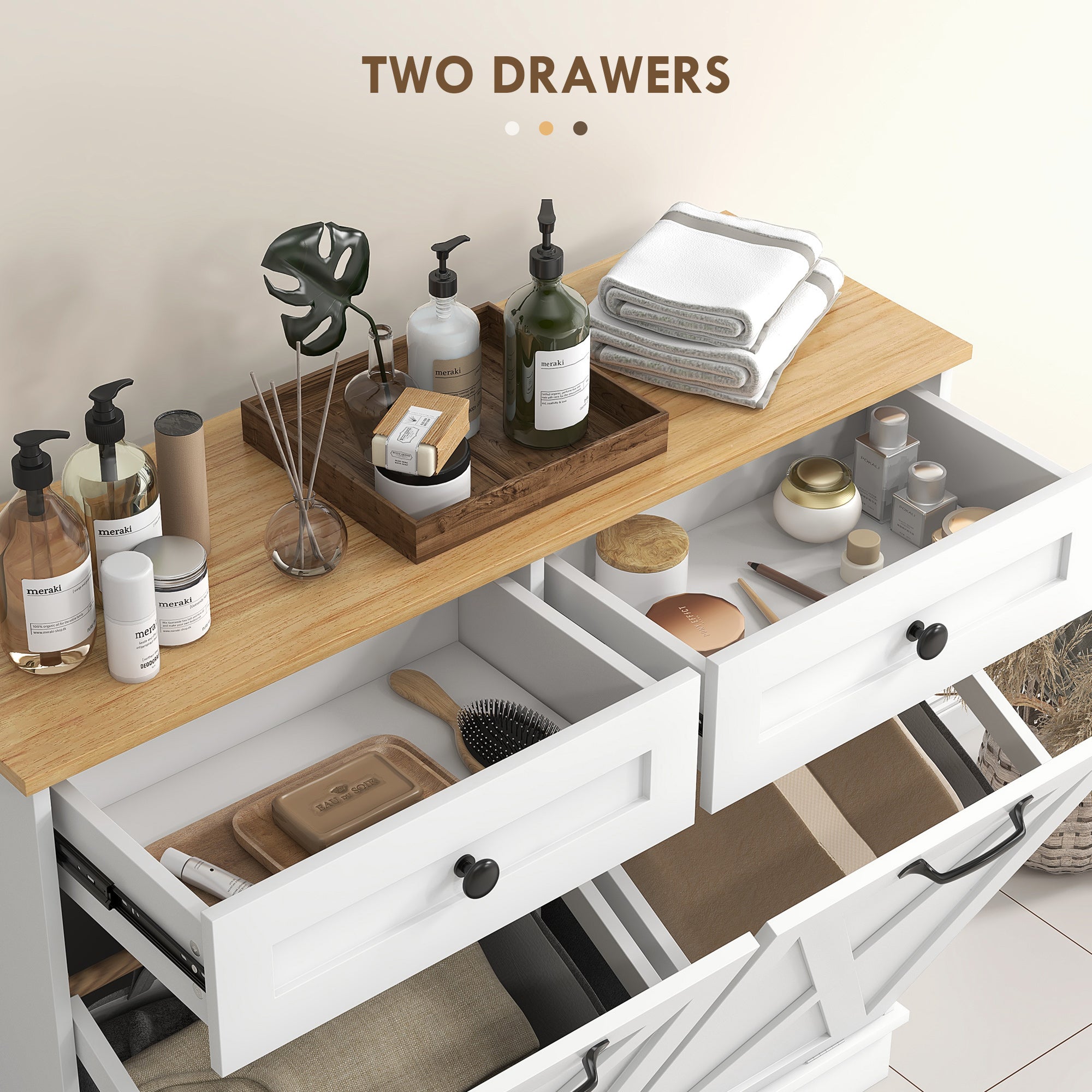 White Tilt-Out Laundry Cabinet Two-Bin Drawer