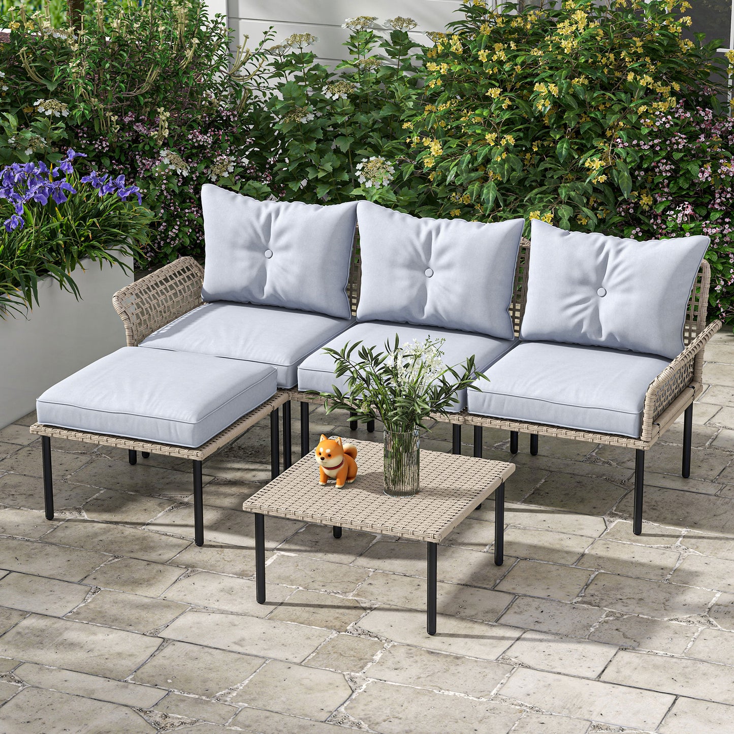 5-Piece Patio Furniture Set with Sofa