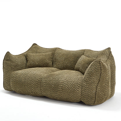 Compressed Plush Bean Bag Sofa Couch- High-Resilience Foam Filled, Ultra-Soft Boucle Lounge Chair For One Or Two People, Cozy Living Room Seating For Reading, Gaming & Relaxing, Space-Saving Vacuum