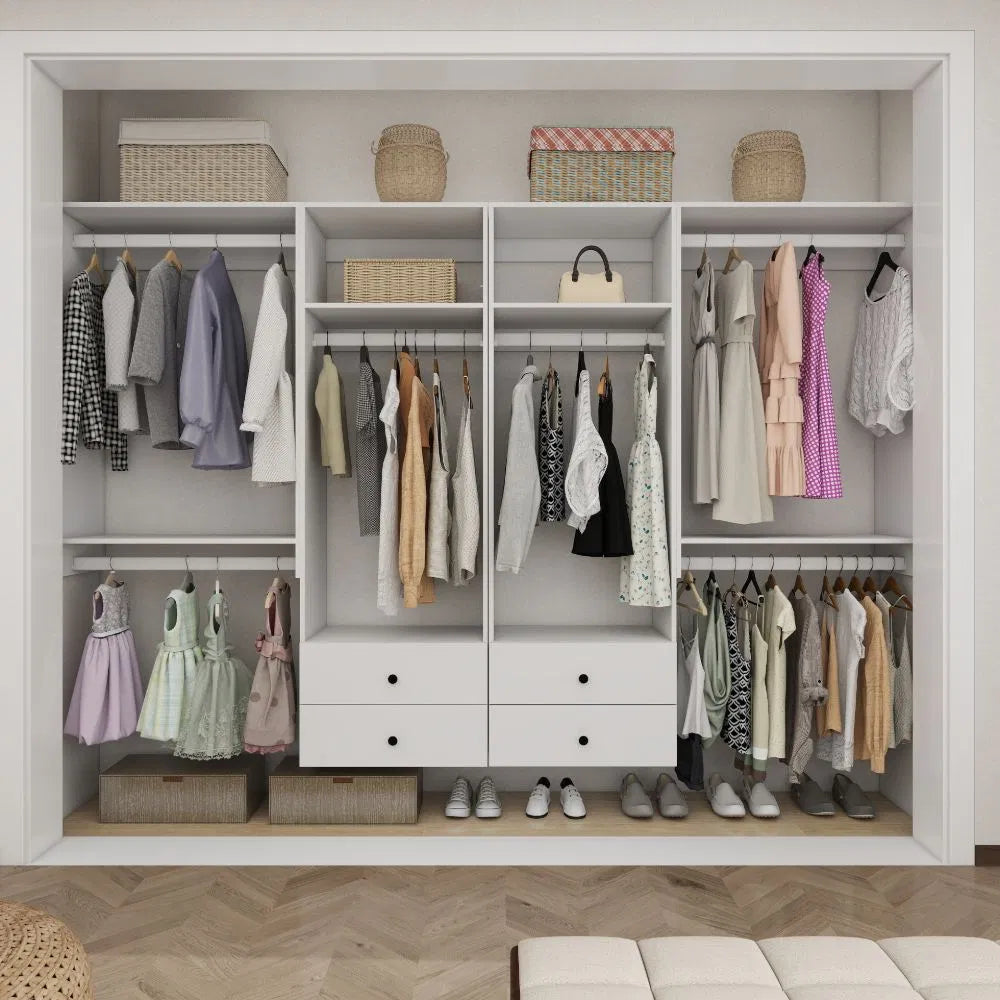 White Wall Mounted Closet Organizer With Shelves