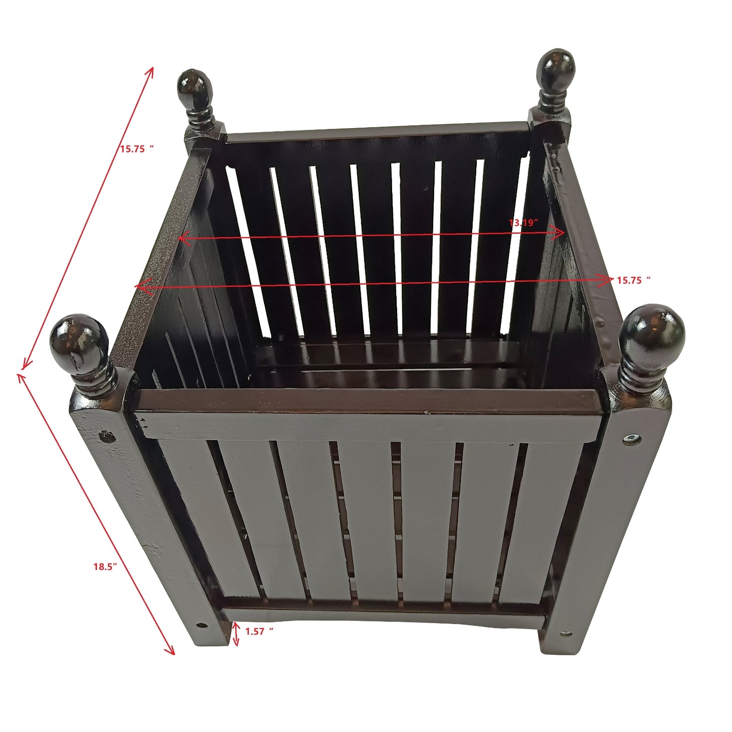 Wood Outdoor Square Flower & Herb Pot For Garden, Porch, Patio - Plant & Veggie