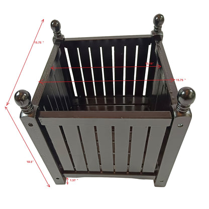 Wood Outdoor Square Flower & Herb Pot For Garden, Porch, Patio - Plant & Veggie