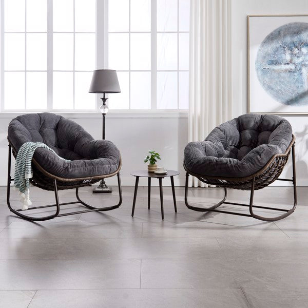 Grey Rattan Rocking Chair
