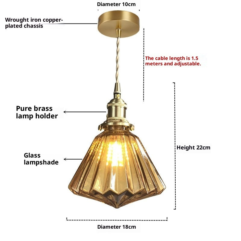 Japanese-style Brass And Glass Pendant Light