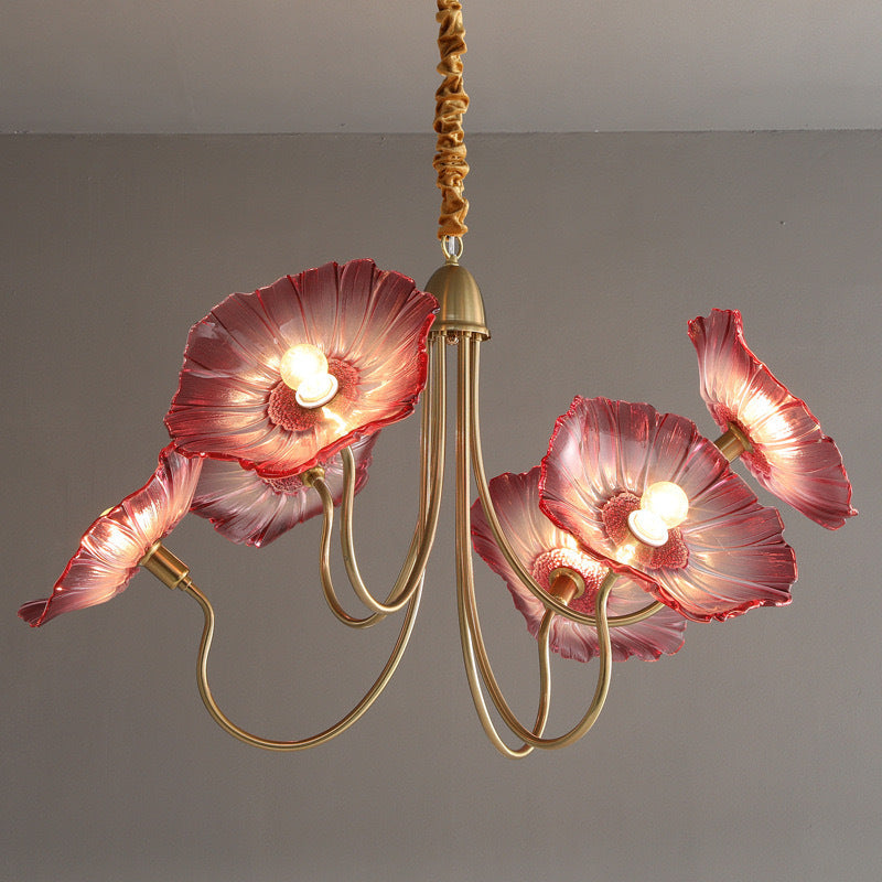 Modern Simple Home Glass Lotus Leaf Chandelier