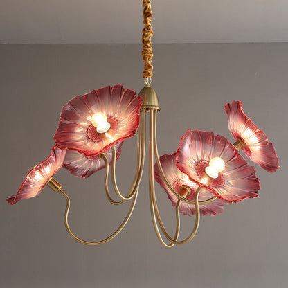 Modern Simple Home Glass Lotus Leaf Chandelier
