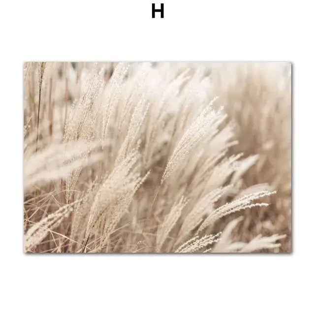 Beige-toned canvas wall art by DecorBites featuring soft-focus beach landscape grasses for elegant home decor