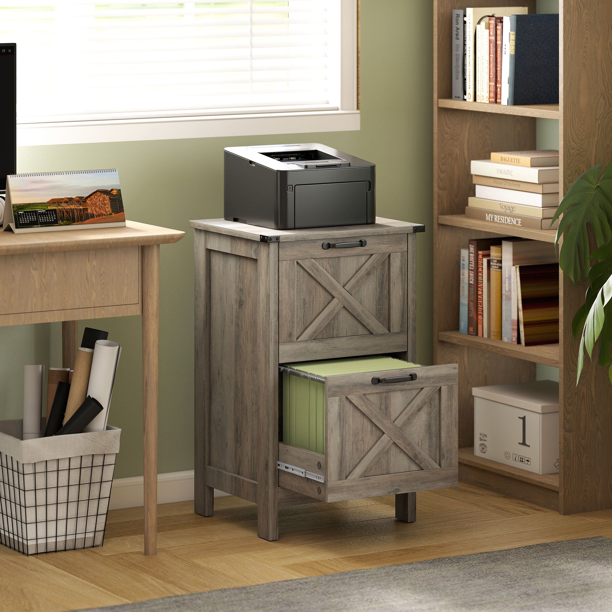 Rustic Wood File Cabinet