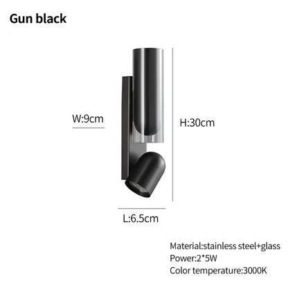 Gun black wall reading lamps with sleek stainless steel and glass design featuring adjustable lighting for bedroom wall reading