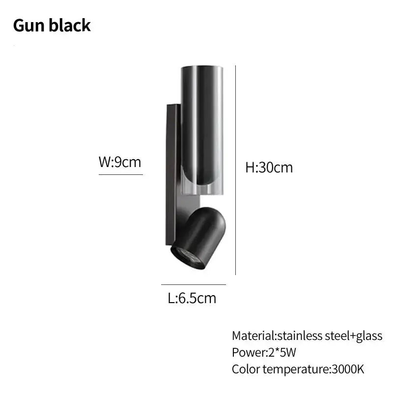 Gun black wall reading lamps with sleek stainless steel and glass design featuring adjustable lighting for bedroom wall reading