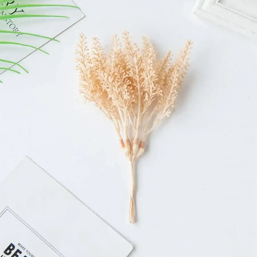 A delicate beige artificial plants decorbites golden wheat ear stems with fine feathery fronds for living room decor