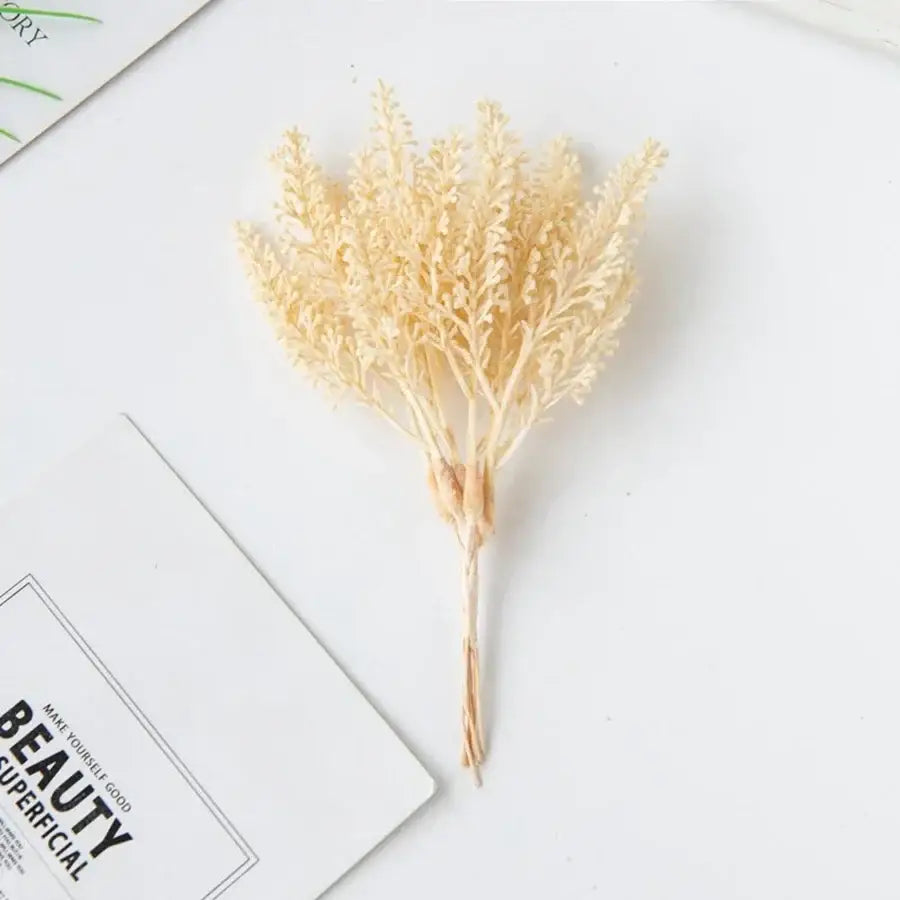 Beige artificial plants decorbites golden wheat ear stems with slender feathery fronds for living room decor
