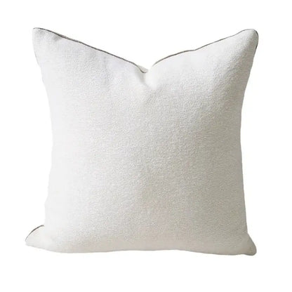 Beige convex rings geometry jacquard living room cushion cover with white textured throw pillow and gray piping decorbites convex rings