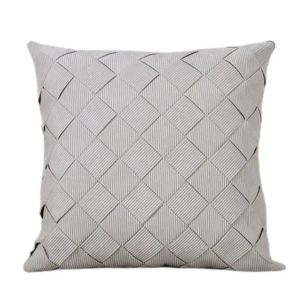 Gray woven fabric throw pillow with diamond pattern in decorbites grey weaving pillow cover for living room and bedroom decor