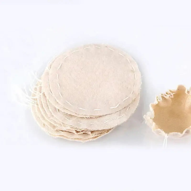 Stack of beige eco-friendly flannel cloth coffee filters with visible stitching and frayed edges 10pcs kitchen set