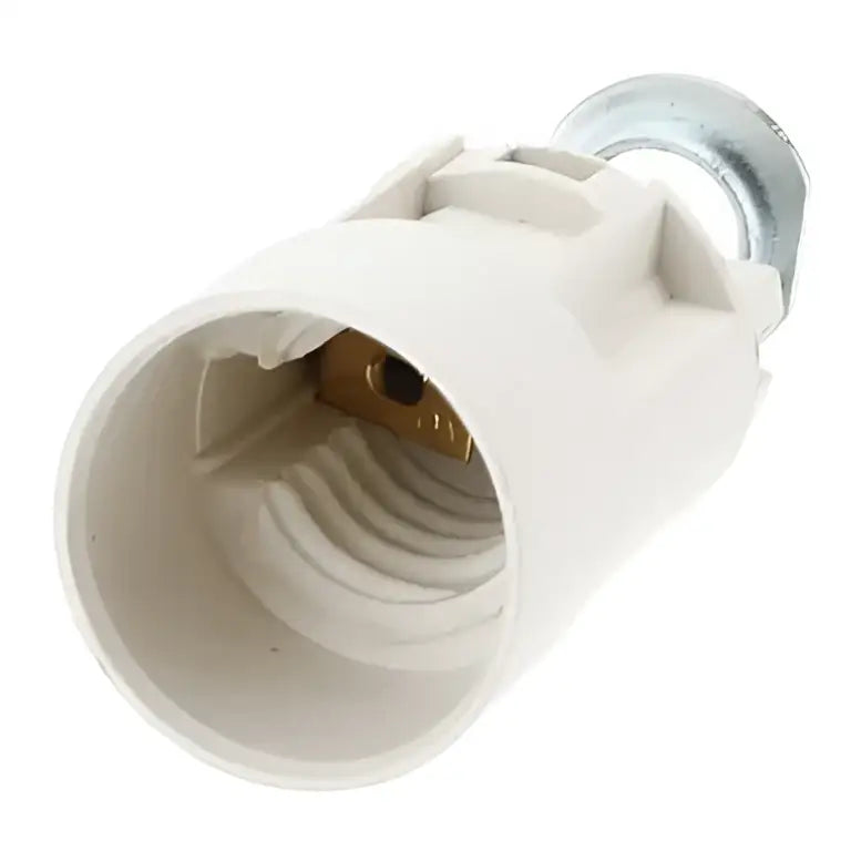 Beige plastic e14 bulb socket holder set of 4 with white plastic lamp socket and metallic threaded base for bedroom lamps