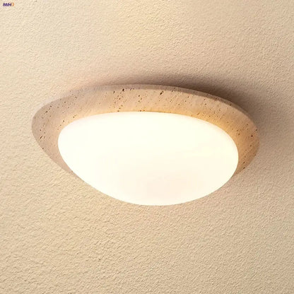 Beige speckled stone oval led ceiling light with frosted white diffuser for bedroom decorbites led ceiling use