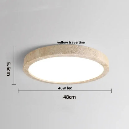 Beige speckled stone led ceiling light with textured yellow travertine frame and bright white led panel for bedroom decorbites led ceiling