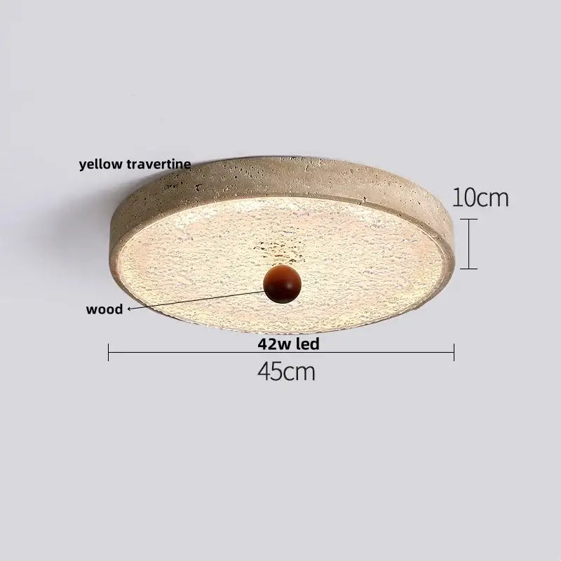 Beige speckled stone led ceiling light with textured yellow travertine and wood composite decorbites led ceiling design